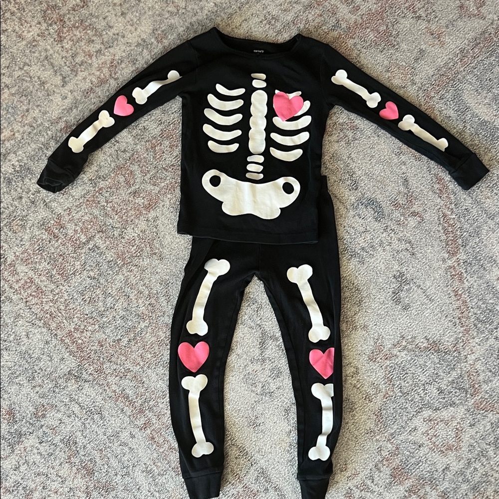 Carter's Black and Pink Skeleton Pajama Set